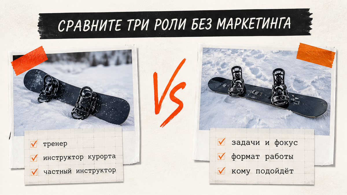 Три роли на светлом постере: инструктор, тренер, куратор