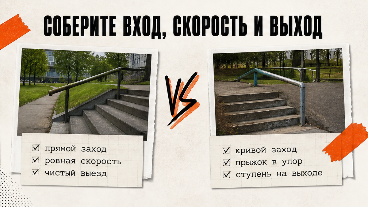 Схема заезда: вход, скорость до конца, мягкий выход
