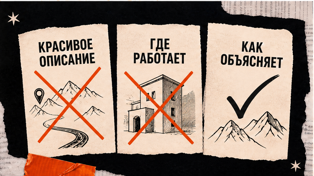 Не красивое описание и не где работает, а как объясняет