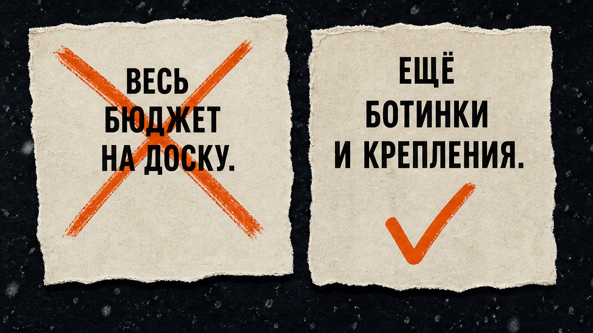 Не весь бюджет на доску, ещё ботинки и крепления