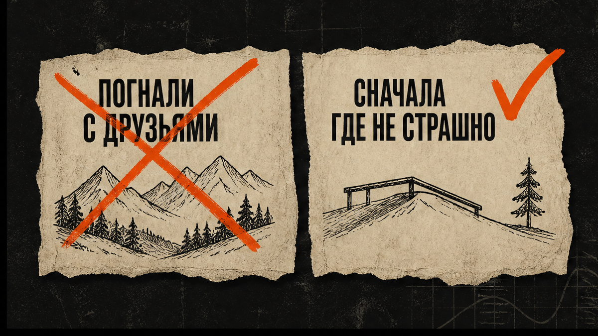 Не погнали с друзьями, сначала там где не страшно