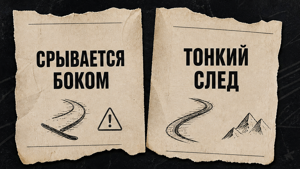 Срывается боком против тонкого следа канта