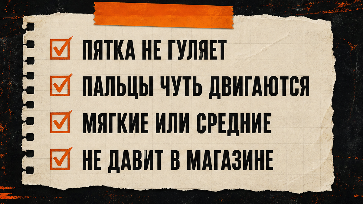 Пятка не гуляет, пальцы чуть двигаются, мягкие или средние